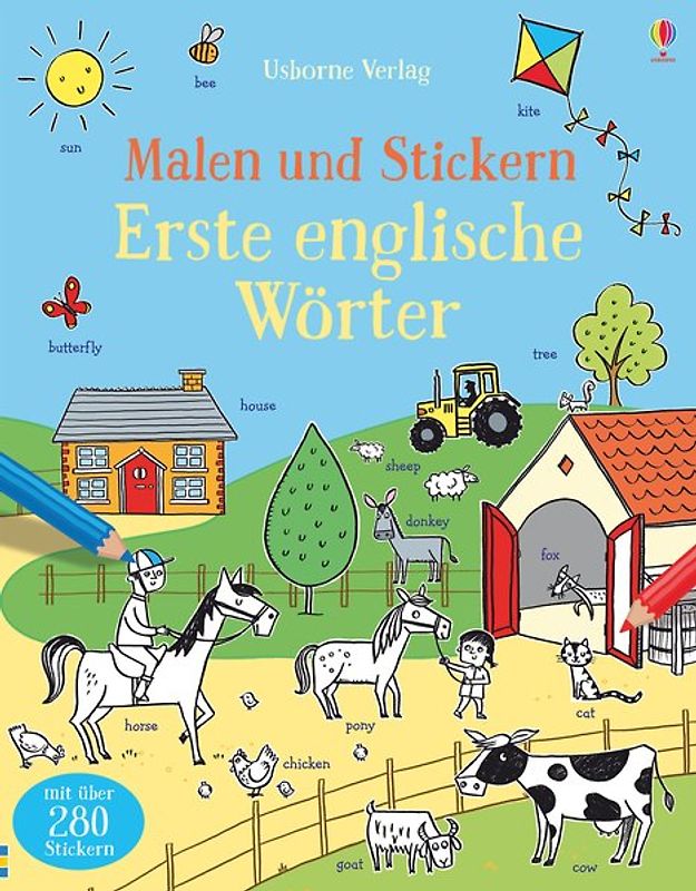 Malen und Stickern: Erste englische Wörter