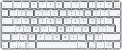 Apple Magic Keyboard mit Touch ID [Mac Modelle mit Chip, englisches Tastaturlayout, QWERTY] silber mit weißen Tasten