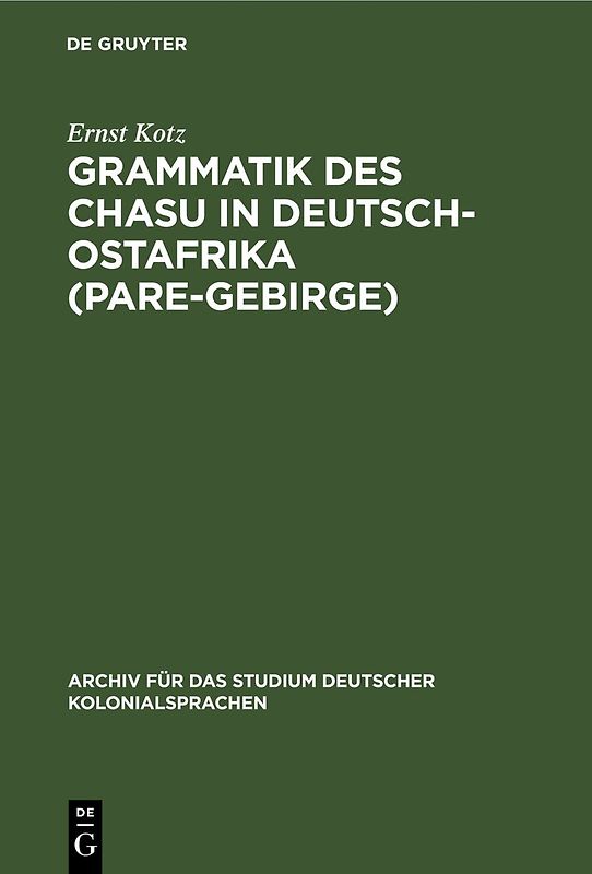 Grammatik des Chasu in Deutsch-Ostafrika (Pare-Gebirge)