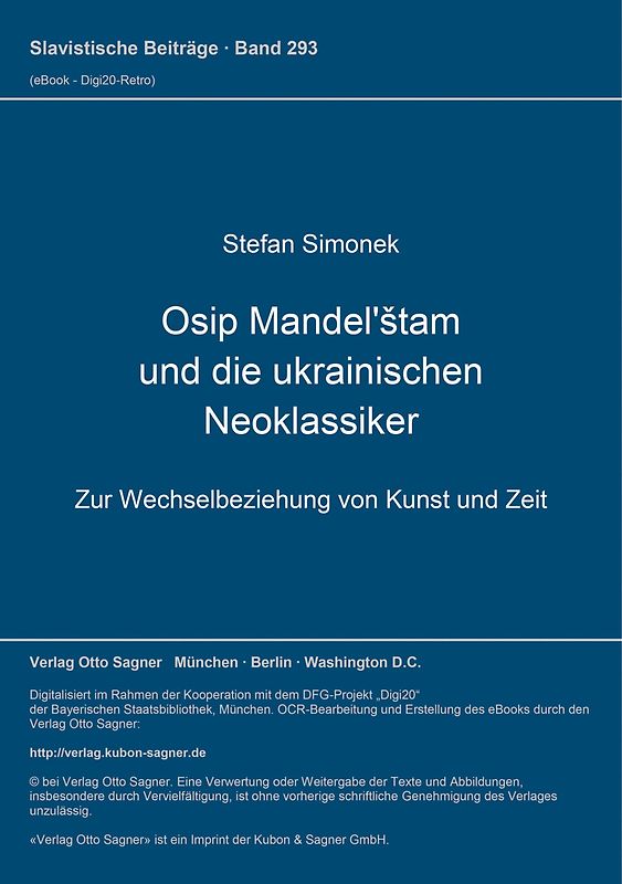 Osip Mandel'štam und die ukrainischen Neoklassiker
