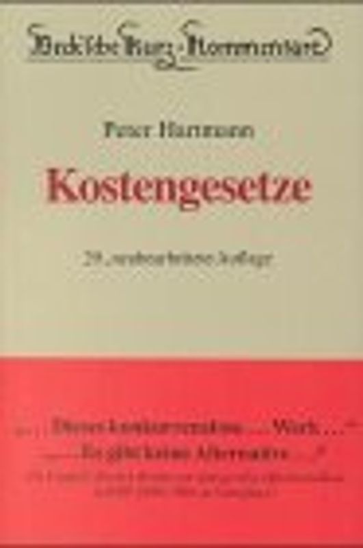 Kostengesetze. Gerichtskostengesetz, Kostenordnung und Kostenvorschriften des Arbeitsgerichts-, Sozialgerichts- und Landwirtschaftsverfahrensgesetzes, Bundesgebührenordnung für Rechtsanwälte, Gerichtsvollzieherkostengesetz, Entschädigungsgesetze für ehrenamtliche Richter, für Zeugen und Sachverständige, Justizverwaltungskostenordnung, Durchführungs- und Beitreibungsvorschriften sowie Gebührentabellen