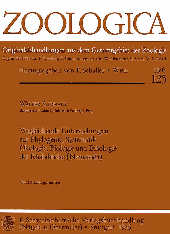 Vergleichende Untersuchungen zur Phylogenie, Systematik, Ökologie, Biologie und Ethologie der Rhabditidae (Nematoda)