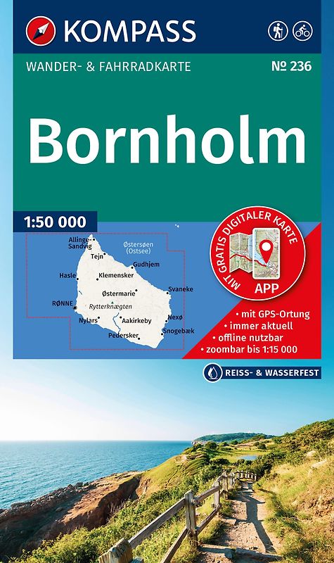 KOMPASS Wanderkarte 236 Bornholm 1:50.000