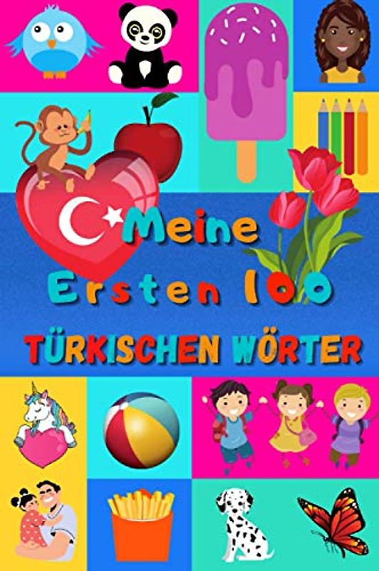 Meine ersten 100 Türkischen Wörter: Türkisch lernen für Kinder von 2 - 6 Jahren, Babys, Kindergarten | Bilderbuch : 100 schöne farbige Bilder mit Türkischen und Deutschen Wörtern