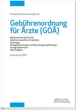 Gebührenordnung für Ärzte (GOÄ), Stand Januar 2020