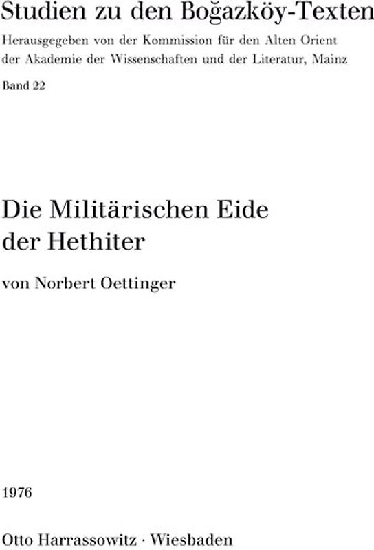 Die Militärischen Eide der Hethiter