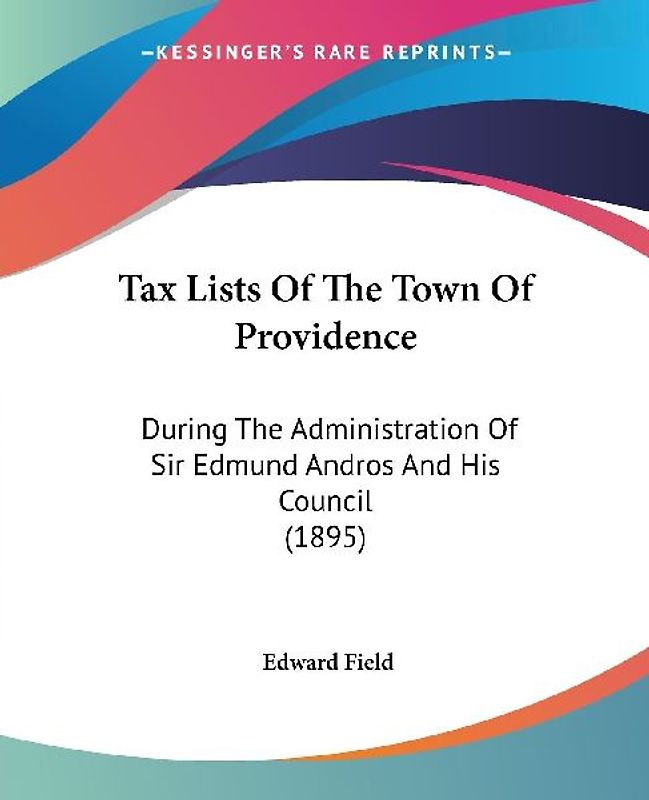 Tax Lists Of The Town Of Providence