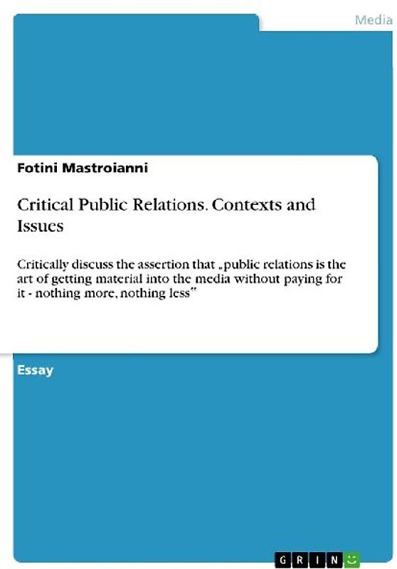 Critical Public Relations. Contexts and Issues