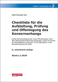 Checkliste für die Aufstellung, Prüfung und Offenlegung des Konzernanhangs