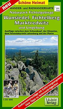 Wander-, Ski- und Radwanderkarte Naturpark Fichtelgebirge, Wunsiedel, Fichtelberg, Marktredwitz und Umgebung