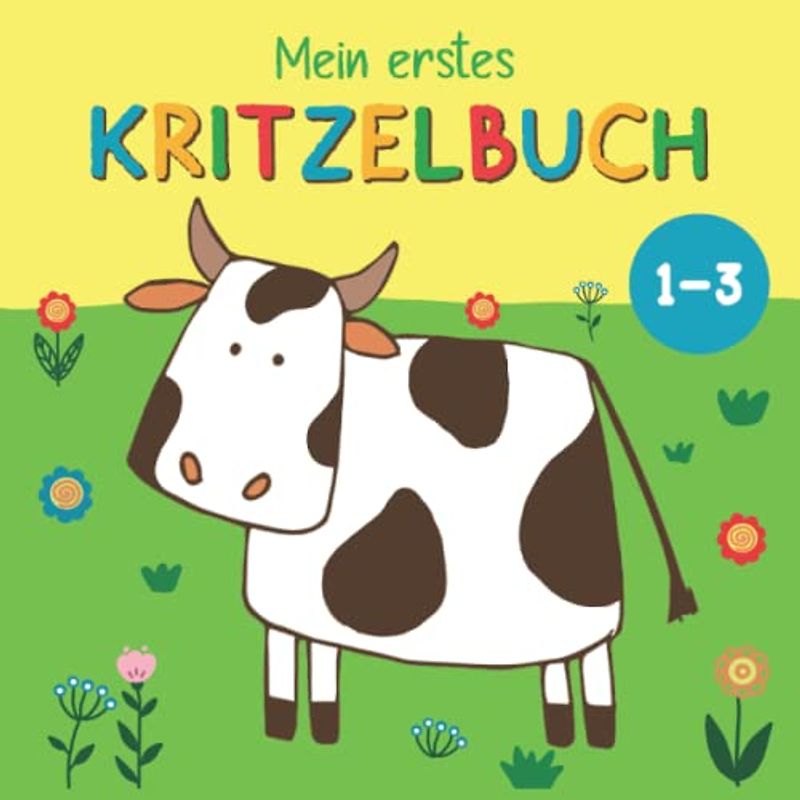 Kritzelbuch ab 1 Jahr: Liebevoll gestaltetes Malbuch für Kinder mit 50 niedlichen Motiven der ersten Tiere, Fahrzeuge und Gegenstände - Ideal als erstes Ausmalbuch für Mädchen und Jungen