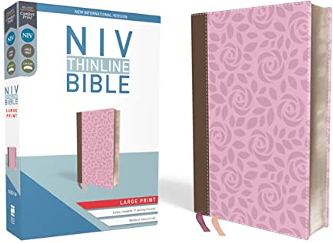 NIV, Thinline Bible, Large Print, Leathersoft, Pink, Red Letter, Comfort Print: New International Version, Pink, Leathersoft, Thinline Bible: Red Letter Edition