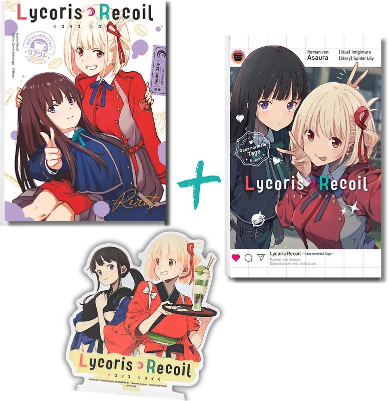 Lycoris Recoil Bundle: Manga + Roman + Acrylfigur