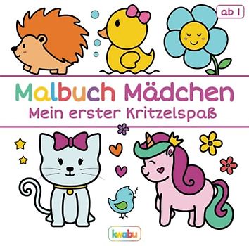 Malbuch Mädchen - Mein erster Kritzelspaß: Für Kinder ab 1 Jahr - Blume, Spatz, Einhorn, Igel und viele weitere süße Motive zum ersten Ausmalen und Kritzeln