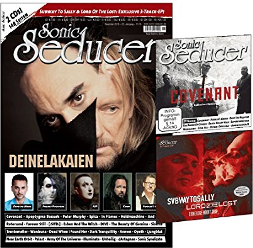 Sonic Seducer 11-2016 mit Deine Lakaien Titelstory + 2 CDs, darunter eine exkl. EP von Subway To Sally & Lord Of The Lost mit Coverversionen von NIN & Nick Cave, Bands: Depeche Mode, Korn, ASP u.v.m.