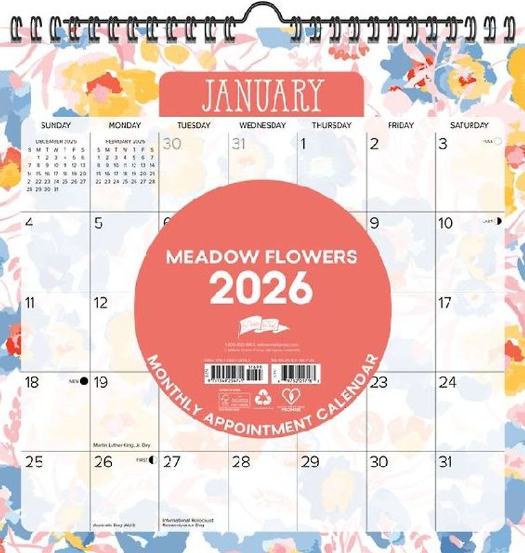 Meadow Flowers 2026 12 X 12 Spiral Wall Calendar