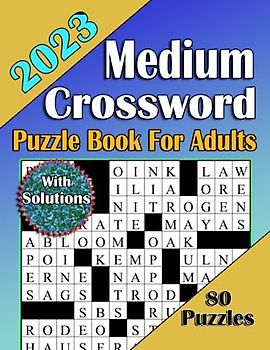 2023 Medium Crossword Puzzle Book For Adults With Solutions