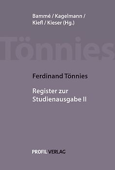 Ferdinand Tönnies: Register zur Studienausgabe II