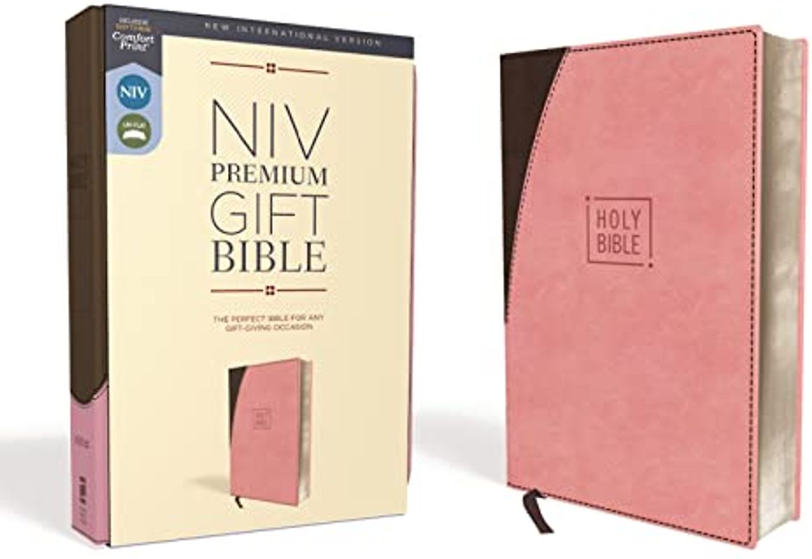 Niv, Premium Gift Bible, Leathersoft, Pink/Brown, Red Letter Edition, Comfort Print