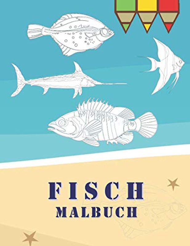 Fisch Malbuch: Unterwasser Malbuch | Fischliebhaber Geschenke | einseitige Malvorlagen