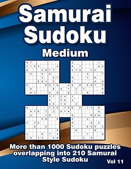 Samurai Sudoku Puzzle Book: Medium Large Print Puzzle Variations for Adults Overlapping into 210 Puzzles