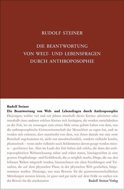 Die Beantwortung von Welt- und Lebensfragen durch Anthroposophie