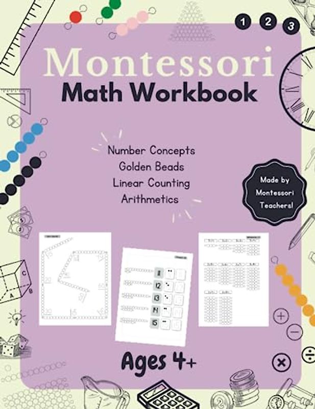 Montessori Math Workbook | Number Concepts, Golden Beads, Colored Bead Bars, Arithmetics: Math Activity Workbook