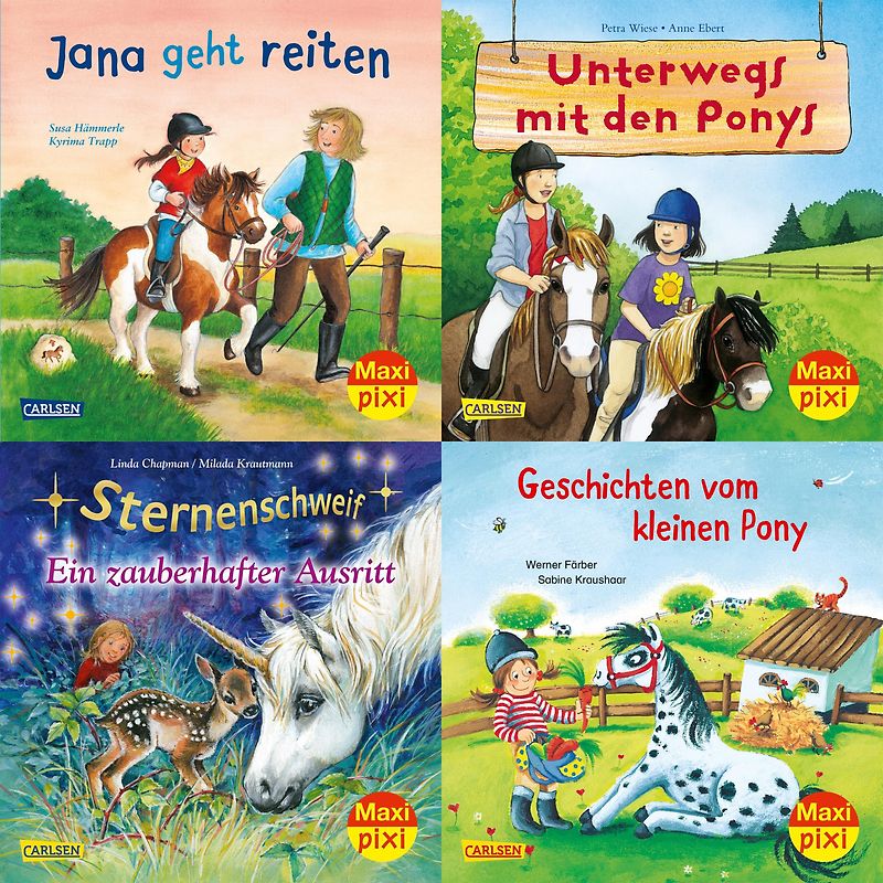 Maxi-Pixi-4er-Set 70: Pferde und Ponys (4x1 Exemplar)