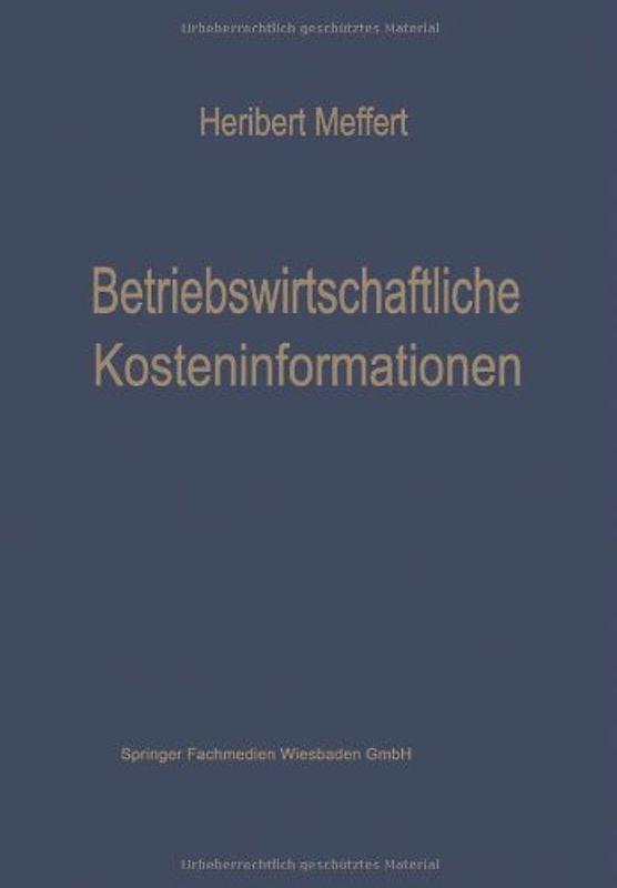 Betriebswirtschaftliche Kosteninformationen
