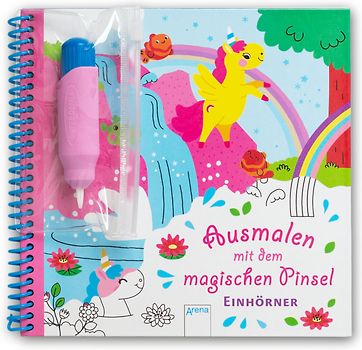 Ausmalen mit dem magischen Pinsel. Einhörner