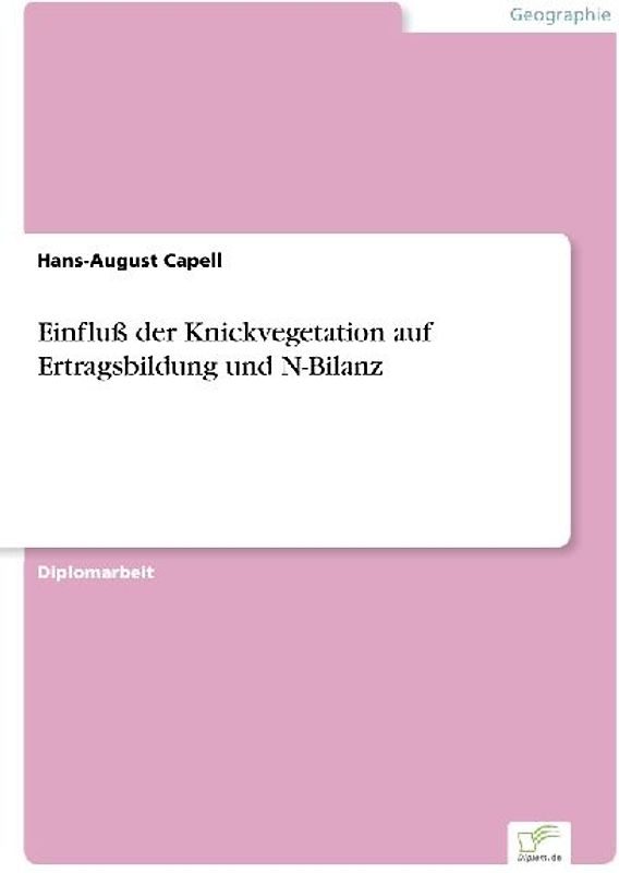 Einfluß der Knickvegetation auf Ertragsbildung und N-Bilanz