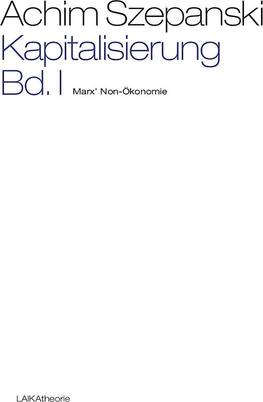 Kapitalisierung Bd. I