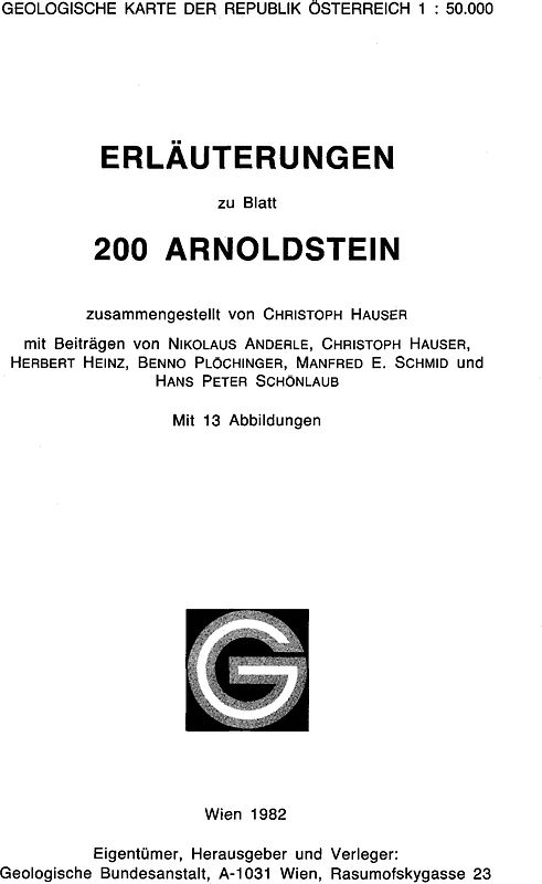 Erläuterungen zu Blatt 200 Arnoldstein