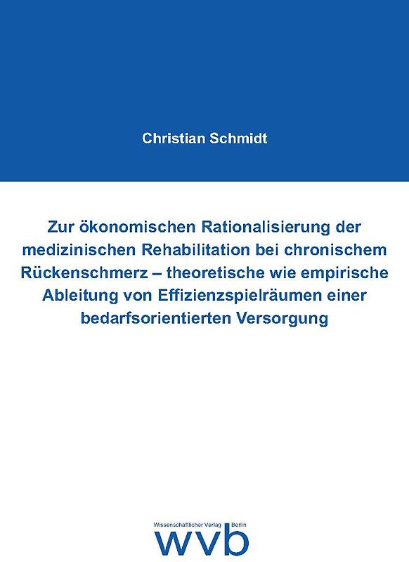 Zur ökonomischen Rationalisierung der medizinischen Rehabilitation bei chronischem Rückenschmerz - theoretische wie empirische Ableitung von Effizienzspielräumen einer bedarfsorientierten Versorgung