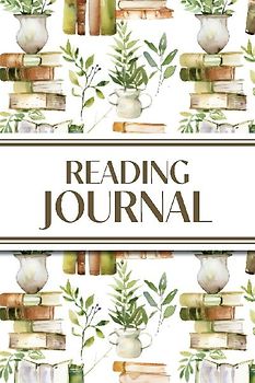 Reading Journal (Watercolour Stacked Books with Potted Plants)