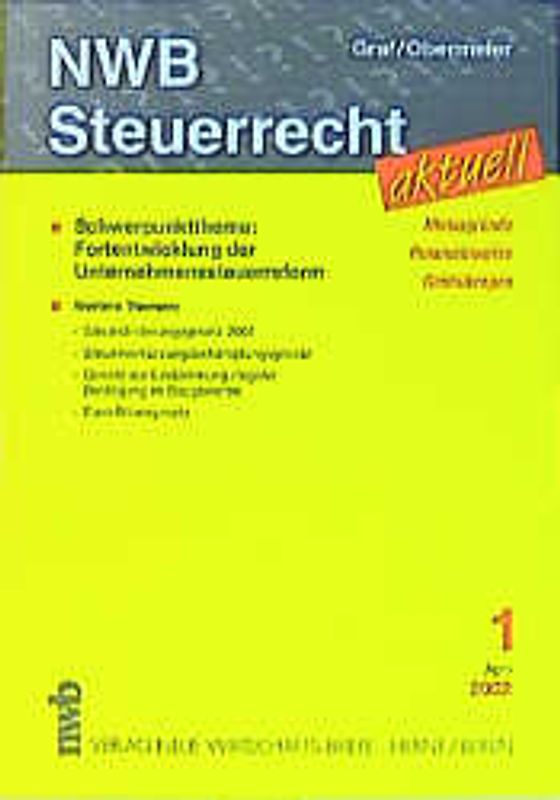 NWB Steuerrecht aktuell. Hintergründe - Praxishinweise - Gestaltungen. Ausgabe 1/2002