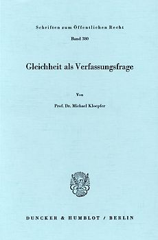Gleichheit als Verfassungsfrage.