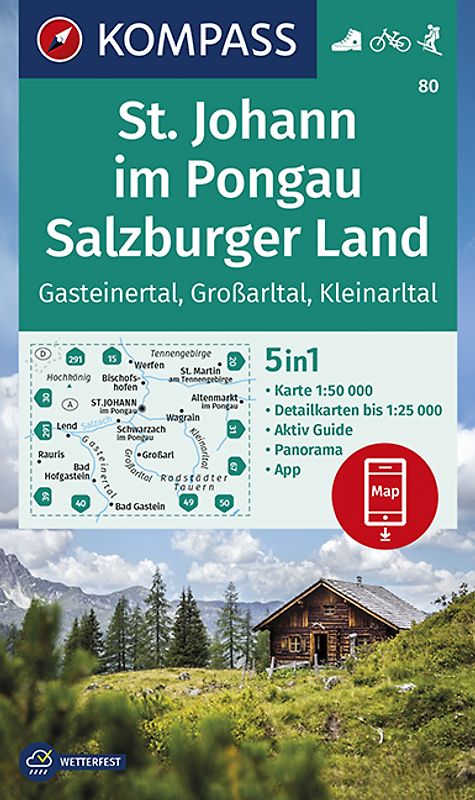 KOMPASS Wanderkarte 80 St. Johann im Pongau, Salzburger Land 1:50.000