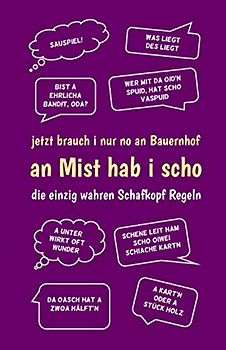 Schafkopf Block - Meine Schafkopf-Runden - Schafkopf Sprüche süddeutsch: jetzt brauch i nur no an Bauernhof - Schafkopfbuch / Punkteliste plus/minus Spielblock A5 lila