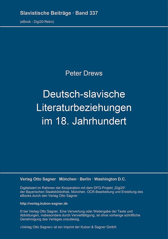 Deutsch-slavische Literaturbeziehungen im 18. Jahrhundert