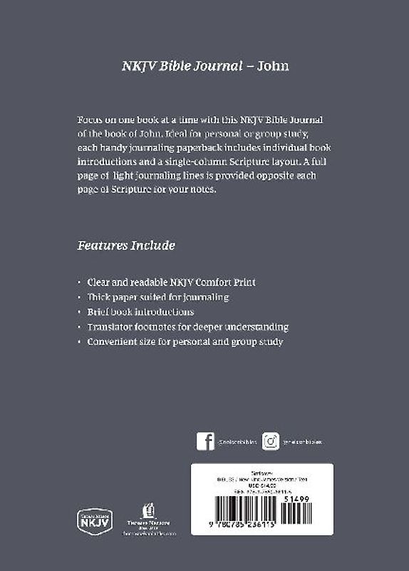 NKJV Bible Journal - John, Paperback, Comfort Print | Softcover