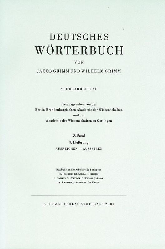 Grimm, Dt. Wörterbuch Neubearbeitung