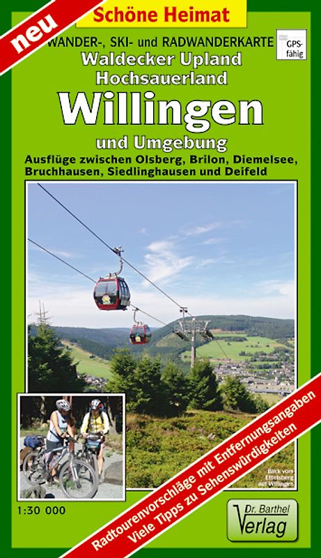 Wander-, Ski- und Radwanderkarte Waldecker Upland, Hochsauerland, Willingen und Umgebung