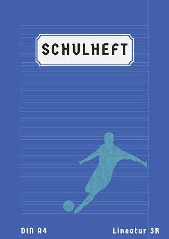 Schulheft Lineatur 3r: 3 Klasse Liniert mit rand | Schreibheft Lineatur 3 A4 | Liniert 50 Blatt | Blau