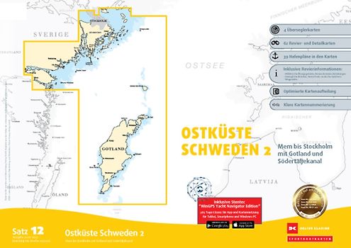 Sportbootkarten Satz 12: Ostküste Schweden 2 (Ausgabe 2026/2027)