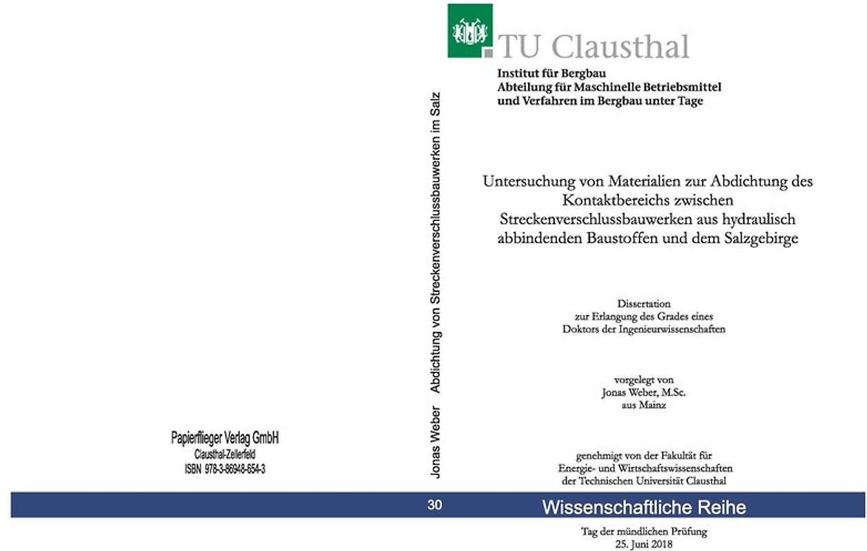 Untersuchung von Materialien zur Abdichtung des Kontaktbereichs zwischen Streckenverschlussbauwerken aus hydraulisch abbindenden Baustoffen und dem Salzgebirge