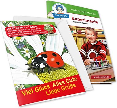 Benny Blu - Set Glückwunschkarte Motiv Käfer + Wissensbuch Experimente