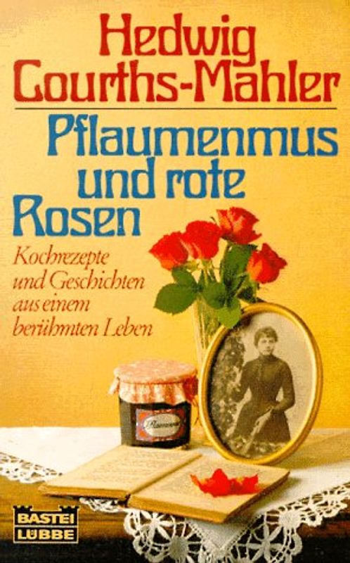 Pflaumenmus und rote Rosen