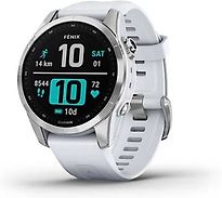 GARMIN Montre connect&eacute;e  Fenix 7S Silver avec bracelet silicone Blanc 