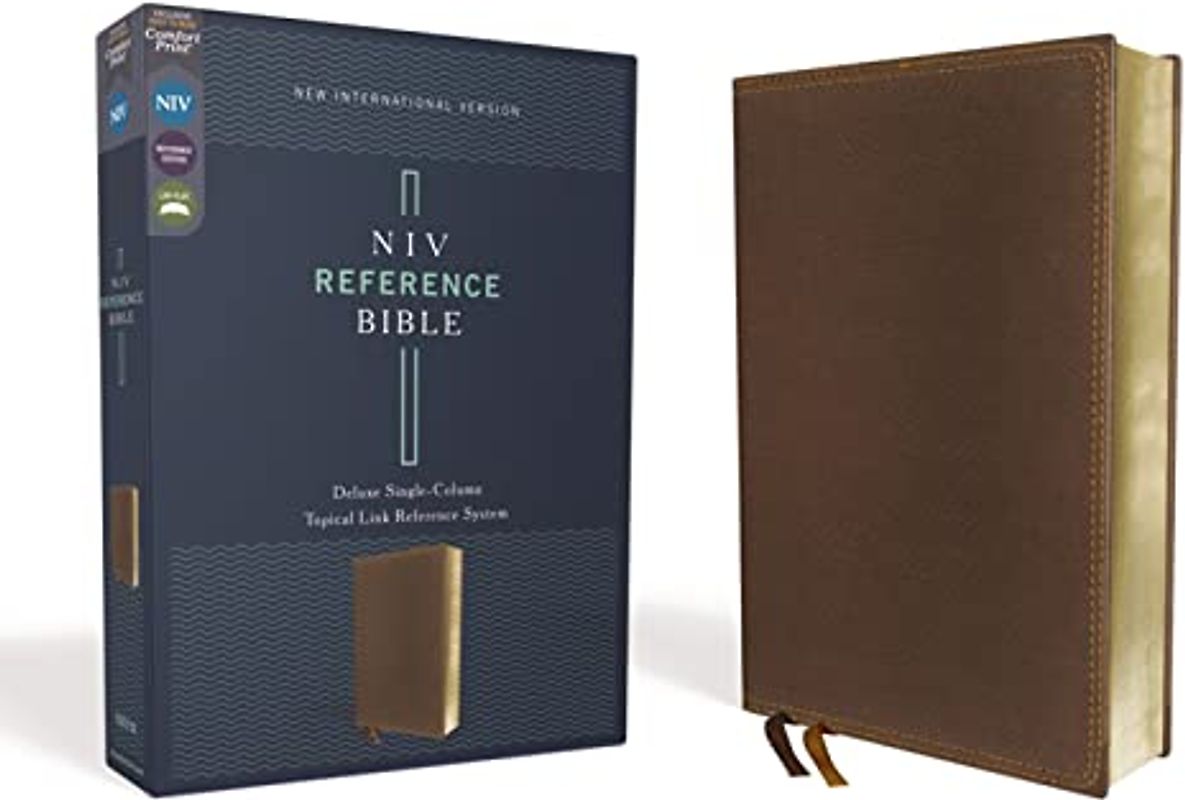 NIV, Reference Bible, Deluxe Single-Column, Leathersoft, Brown, Comfort Print